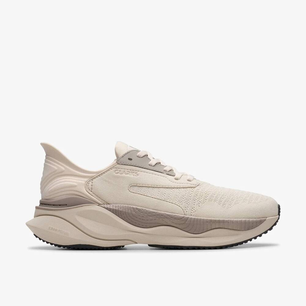 NEW CLARKS men's pace sneaker in off white combi